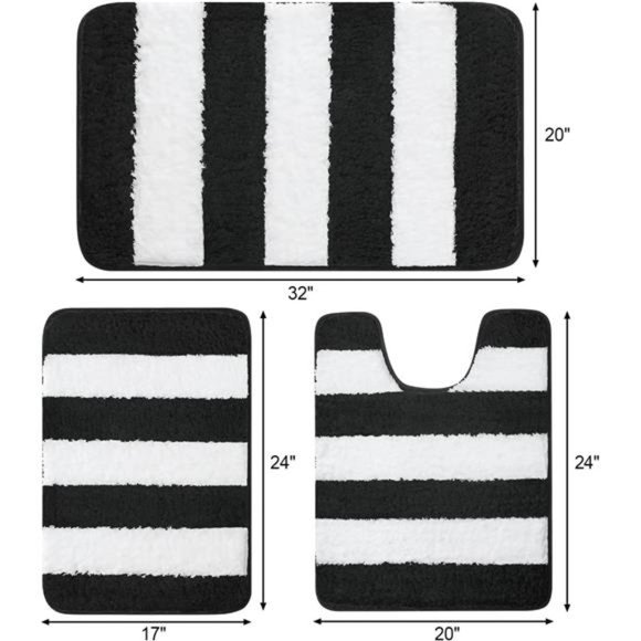 3 Pieces Bathroom Rug, Ultra Soft Non-Slip Bath Mats Sets, Microfiber Absorbent - Picture 2 of 6